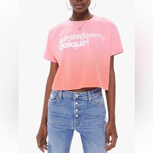 MOTHER Strawberry 🍓 Daiquiri Yacht Club Graphic Crop Graphic T-Shirt XL NWT